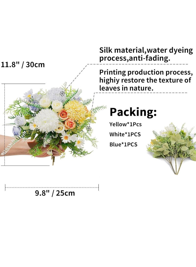 SYOSI Peonies Artificial Flowers 3PCS Fake Hydrangea Mixed Rose Hydrangea Flower Bouquet Artificial Plants Flowers Decoration Artificial Flowers Decor for Wedding Home Table Dining Room White - Image 5