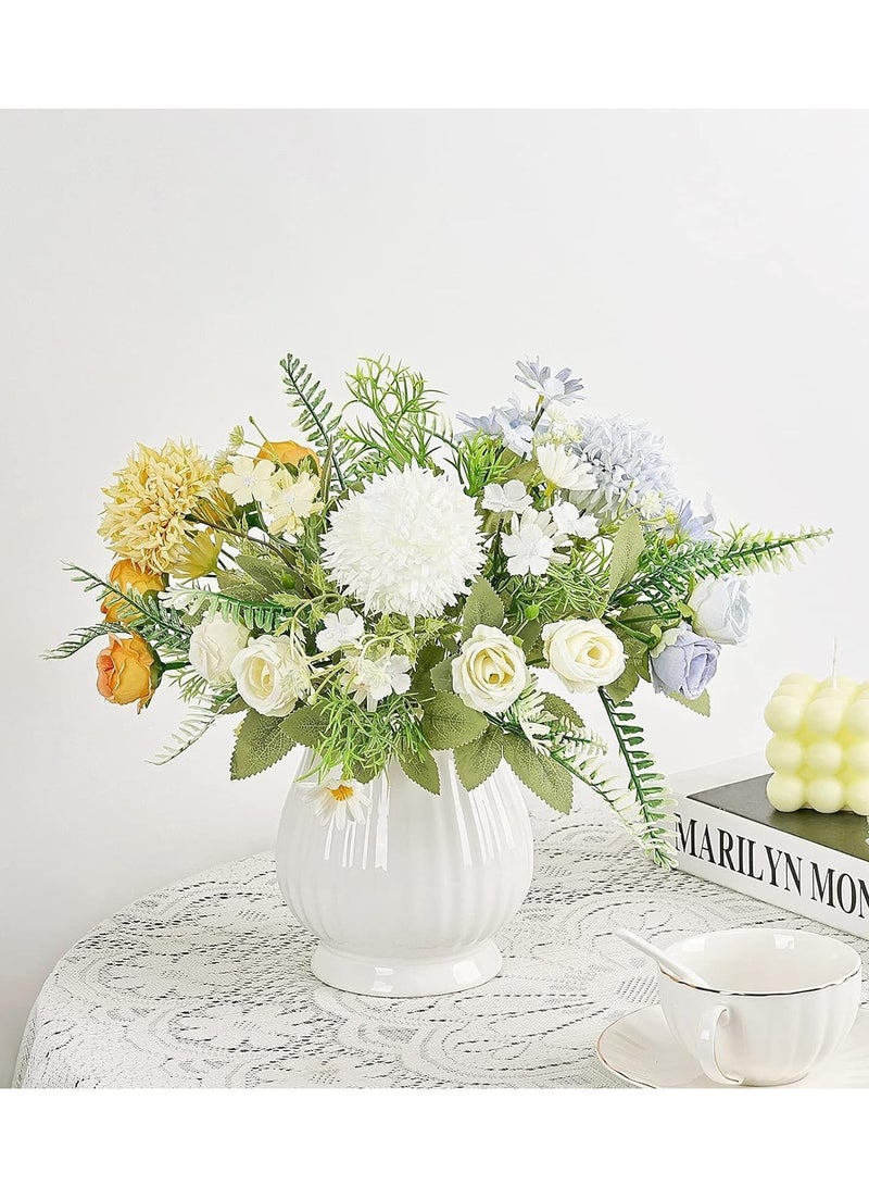 SYOSI Peonies Artificial Flowers 3PCS Fake Hydrangea Mixed Rose Hydrangea Flower Bouquet Artificial Plants Flowers Decoration Artificial Flowers Decor for Wedding Home Table Dining Room White - Image 3