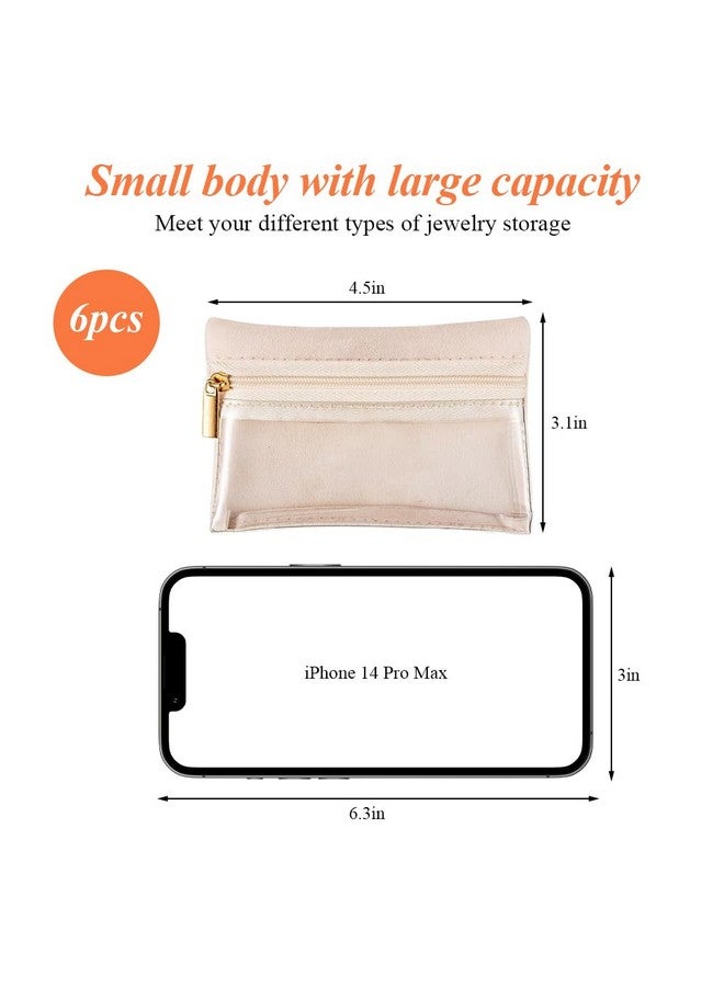 MAYCREATE® 6 Pcs Jewellery Pouch Jewellery Organisers Pouch Bag Zipper Velvet Small Pouches for Storage Travel Organisers for Necklaces Bracelets Rings Earrings Brooches - Image 2