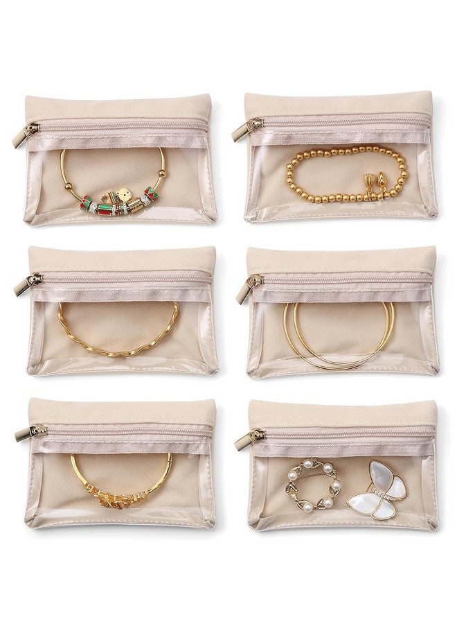 MAYCREATE® 6 Pcs Jewellery Pouch Jewellery Organisers Pouch Bag Zipper Velvet Small Pouches for Storage Travel Organisers for Necklaces Bracelets Rings Earrings Brooches - Image 1
