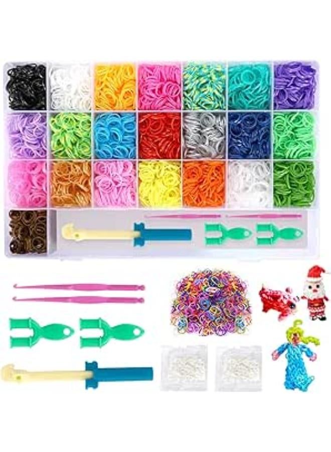 Ucradle Loom Bands Set, 4400 Pieces DIY Rainbow Bands Box Set - 22 Colours Elastic Band for Bracelets, DIY Crafts Gift Christmas for Children, Friendship Bracelet Make Yourself 