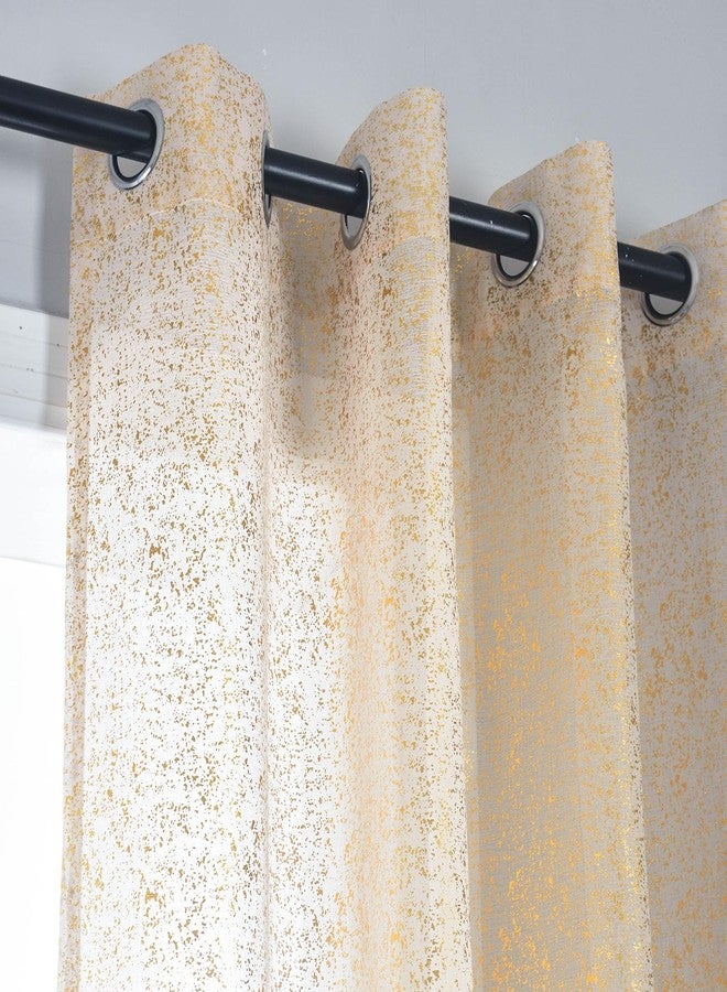 Terlytex Gold Sparkle Sheer Curtains 63 inches Long for Bedroom - Grommet Top Light Filtering Window Curtains 52x63 inch Taupe 2 Panels - Image 3
