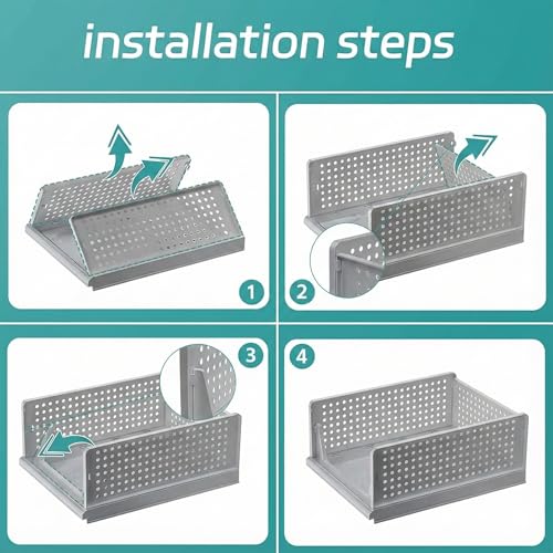 mechdel Stackable and Foldable Wardrobe Storage Basket BIG SIZE- (Grey, 2) - Image 5