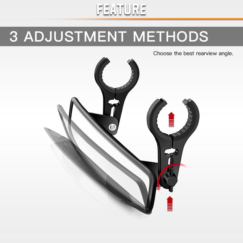 Wide Rearview Mirror 15'' Wide Black - Durable Aluminum Bracket Universal Clamp for Off-Road Roll Cages UTVs - Image 4
