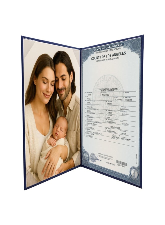 إيه أس في بي شوب حافظة شهادة ميلاد أمريكية - غطاء أنيق باللون الأزرق الداكن مع شعار نسر من رقائق الذهب | هدية تذكارية وهدية للمواليد الجدد للجنسين - Image 3