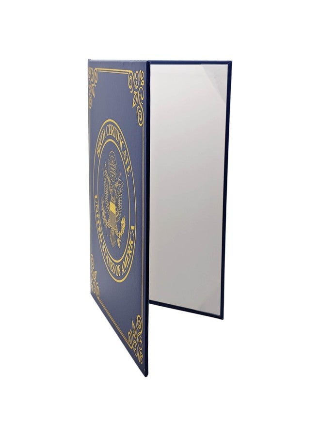 إيه أس في بي شوب حافظة شهادة ميلاد أمريكية - غطاء أنيق باللون الأزرق الداكن مع شعار نسر من رقائق الذهب | هدية تذكارية وهدية للمواليد الجدد للجنسين - Image 5