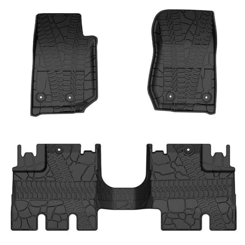 حصائر أرضية JOYTUTUS متوافقة مع Wrangler JK Unlimited مجموعة كاملة لجميع الأحوال الجوية TPE لسيارة Wrangler JKU 4Door من 2014 إلى 2018