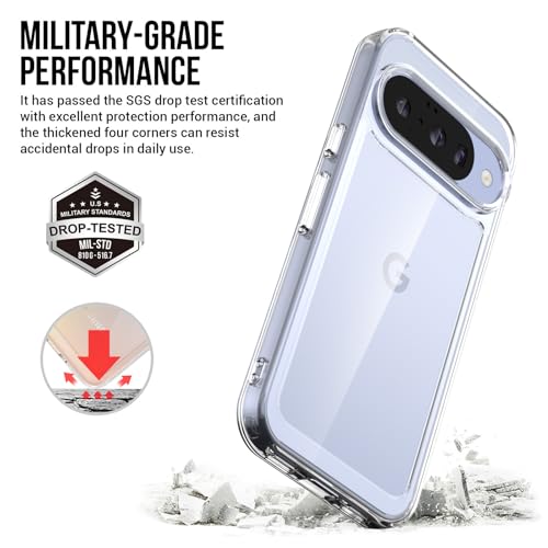 Guarishel for Google Pixel 10 Case and Pixel 10 Pro Case: Military-Grade Shockproof Phone Cover with Tempered Glass Screen Protector, Anti-Scratch & Reinforced Bumpers - Crystal Clear - Image 2