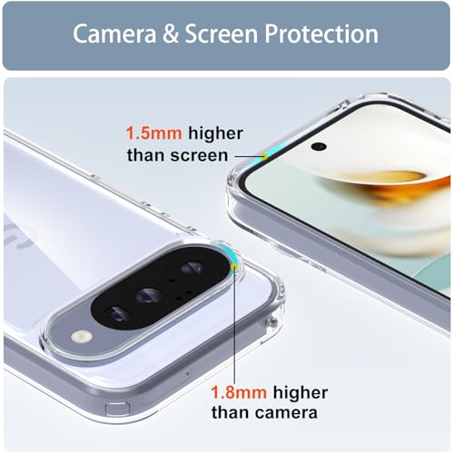 Guarishel for Google Pixel 10 Case and Pixel 10 Pro Case: Military-Grade Shockproof Phone Cover with Tempered Glass Screen Protector, Anti-Scratch & Reinforced Bumpers - Crystal Clear - Image 5