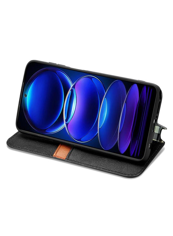 The Bros Phone Case For HMD Skyline Cubic Grid Pressed Magnetic Leather Phone Phone Case - Image 4