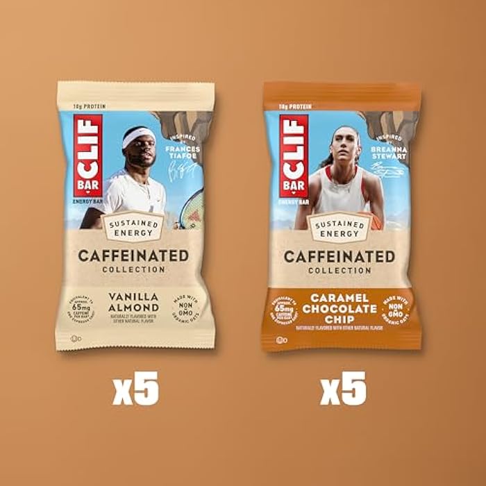 CLIF BAR Caffeinated Collection - Energy Protein Bars - Caramel Chocolate Chip and Vanilla Almond - Variety Pack - Made with Organic Oats - Energy Bars - Non-GMO - (10 Pack) - Image 3