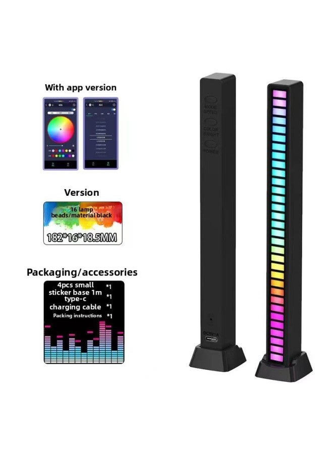 Loquat RGB Pickup Light APP Bluetooth Voice Control Creative Rhythm Light Car Led Music Light Computer Desktop Atmosphere Light Bar-Light Source Power:Built-in Lithium Battery Charging Model-Light Color:16 - Image 1