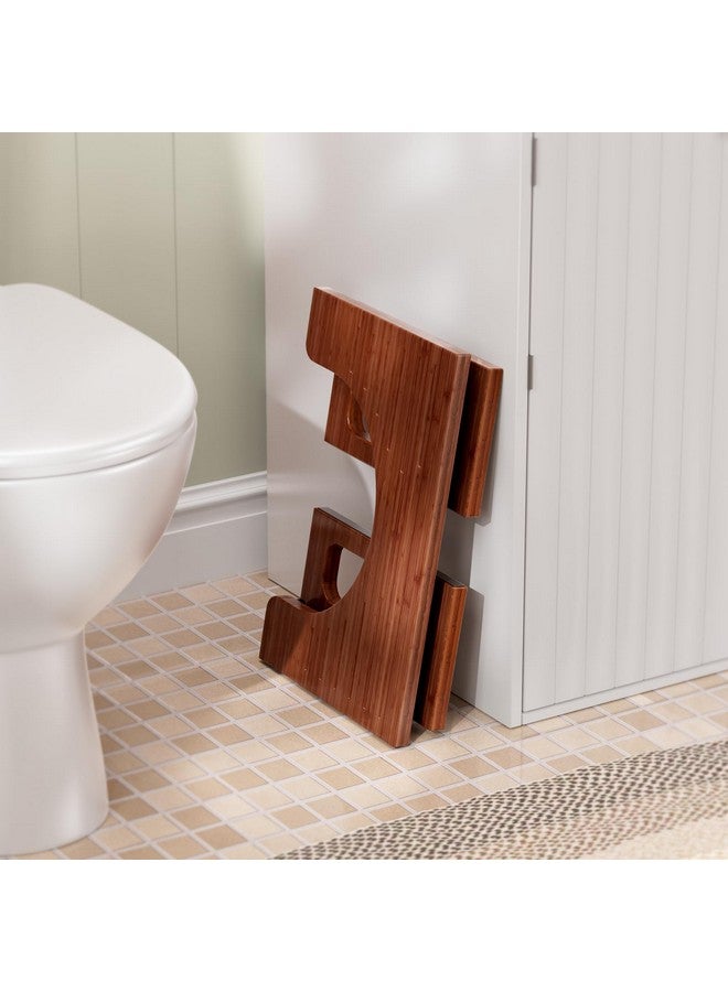 AmazerBath AmazerBath 7 Inches Bamboo Toilet Stool Squat for Adults, Foldable Squatting Potty Stool for Bathroom, Toilet Foot Pooping Steps Stools with Non-Slip Strip, Improve Bathroom Posture and Comfort, Brown - Image 2