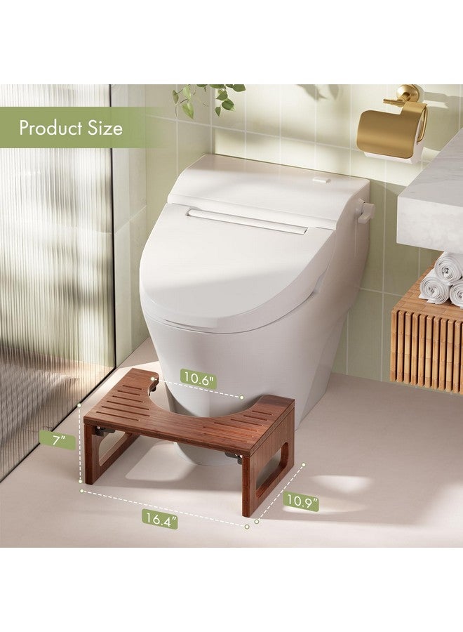 AmazerBath AmazerBath 7 Inches Bamboo Toilet Stool Squat for Adults, Foldable Squatting Potty Stool for Bathroom, Toilet Foot Pooping Steps Stools with Non-Slip Strip, Improve Bathroom Posture and Comfort, Brown - Image 4