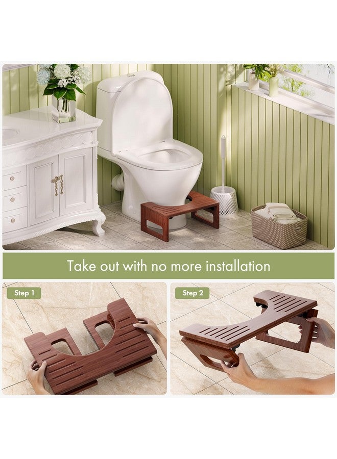 AmazerBath AmazerBath 7 Inches Bamboo Toilet Stool Squat for Adults, Foldable Squatting Potty Stool for Bathroom, Toilet Foot Pooping Steps Stools with Non-Slip Strip, Improve Bathroom Posture and Comfort, Brown - Image 3