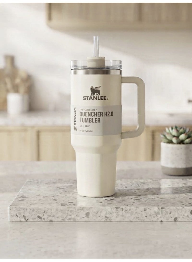 Stanley Stainless steel thermal mug with handle and straw – practical design for keeping things hot or cold - Image 1