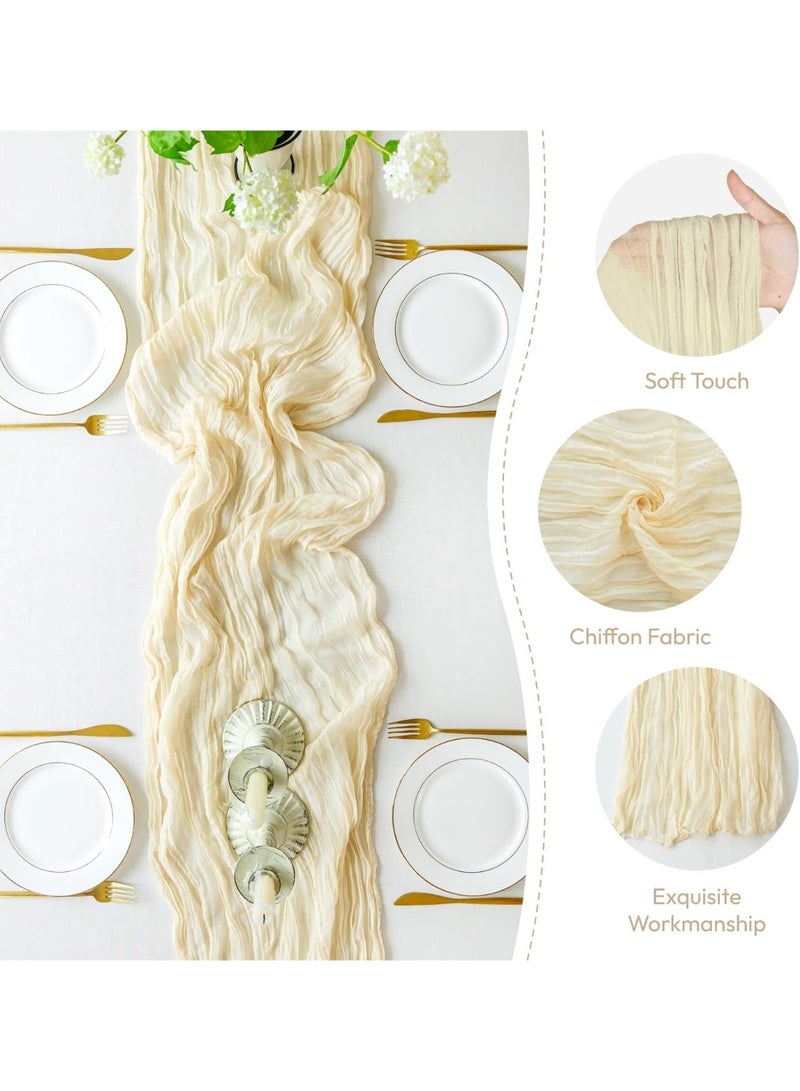 Bluejw 10FT Beige Cheesecloth Table Runner 120 Inch Rustic Boho Gauze Cheese Cloth Table Runner for Wedding Baby Shower Bridal Shower Birthday Party Home Decorations - Image 3