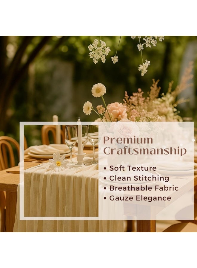 Bluejw 10FT Beige Cheesecloth Table Runner 120 Inch Rustic Boho Gauze Cheese Cloth Table Runner for Wedding Baby Shower Bridal Shower Birthday Party Home Decorations - Image 4