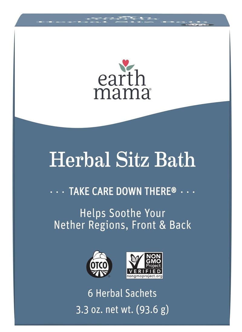 Earth Mama Herbal Sitz Bath | Pregnancy & Postpartum Essentials, Soothing Sitz Bath 6 Sachets 3.3 oz  - Image 1
