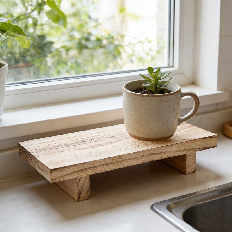 Dark Wooden Bathroom Tray for Storage Kitchen Display Rack Elegant Home Decor - Image 2