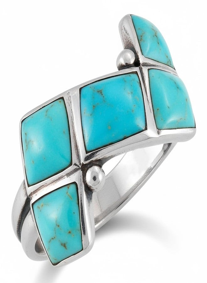 Turquoise Network Turquoise Ring Sterling Silver 925 Genuine Gemstones Size 6 to 11 (Turquoise) (9) - Image 1