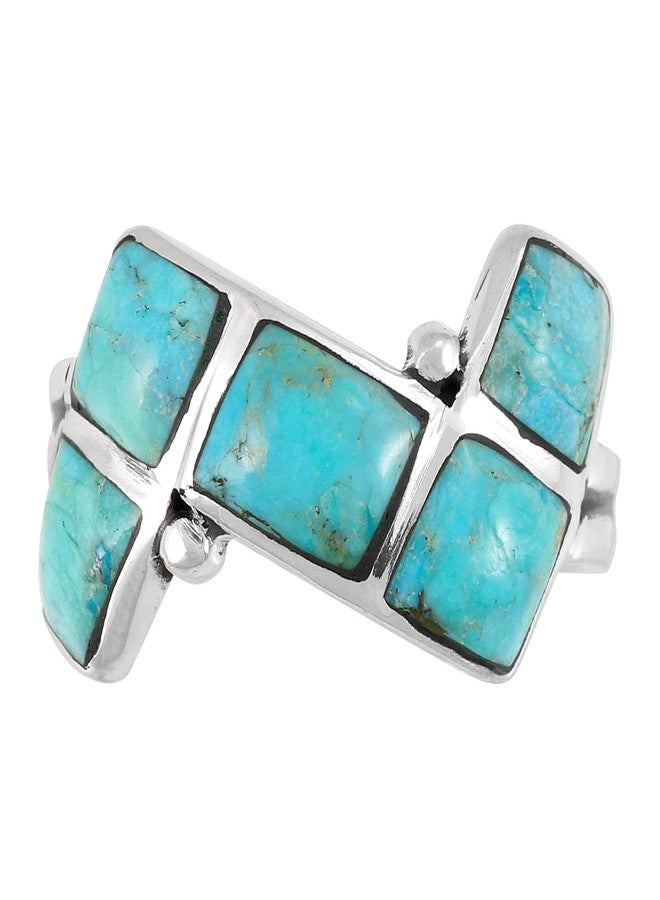 Turquoise Network Turquoise Ring Sterling Silver 925 Genuine Gemstones Size 6 to 11 (Turquoise) (9) - Image 4