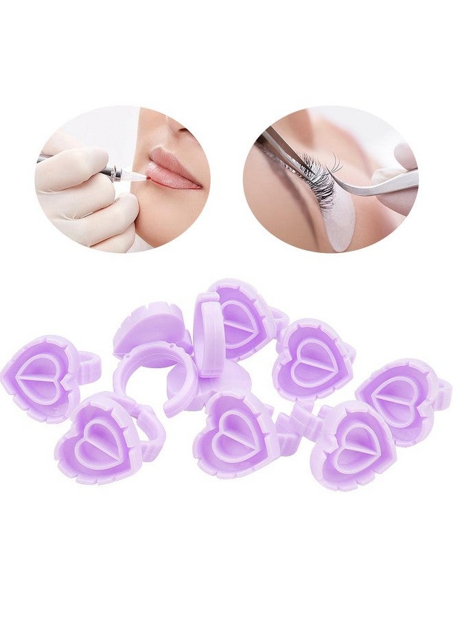 Mekupeu 200Pcs Disposable Plastic Eyelash Flower Glue Ring Lash Extension Blossom Holder Cup (Heart Shapepurple) - Image 5