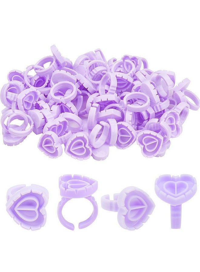 Mekupeu 200Pcs Disposable Plastic Eyelash Flower Glue Ring Lash Extension Blossom Holder Cup (Heart Shapepurple) - Image 1