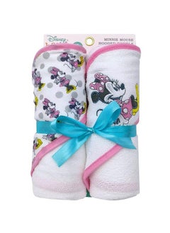 Cudlie Disney Baby Girl 2 Pack Hooded Rolled Minne Mouse Hooded Towels On Header Card  - Image 1