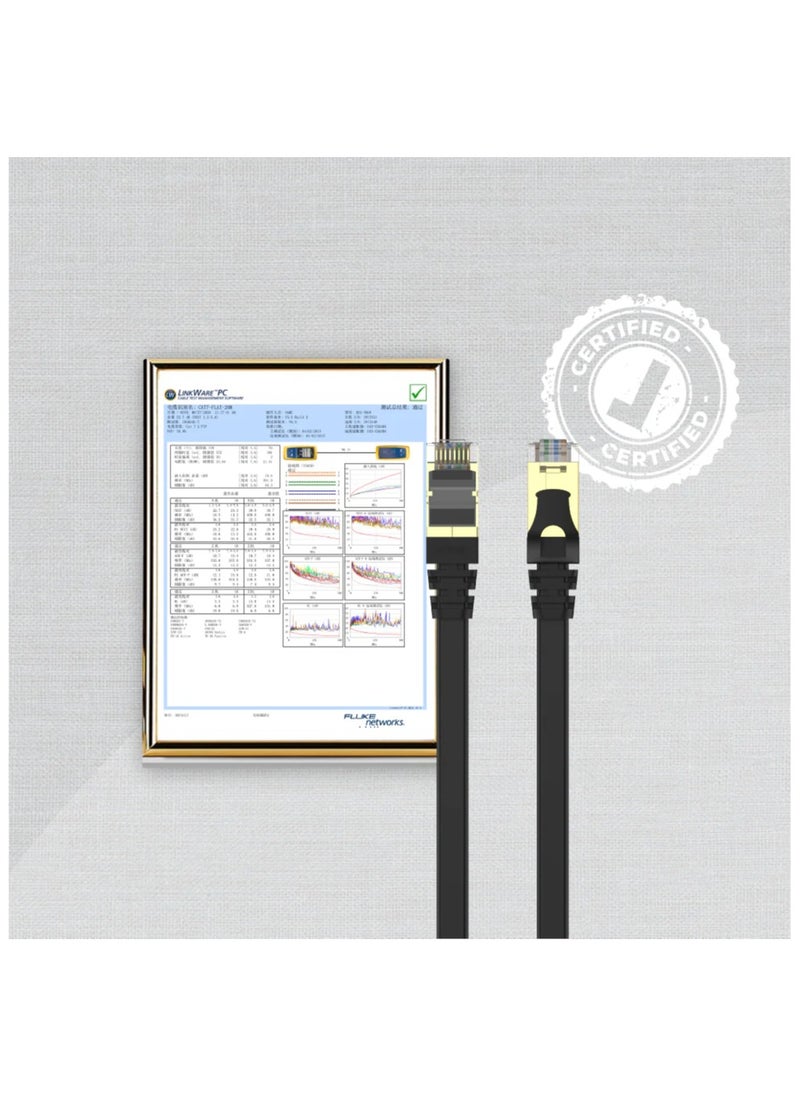 UNITEK - Unitek Cat 7 SSTP RJ45 Flat Ethernet Cable , Gold-Plated contacts RJ45 connector and bare copper conductor. Applicable to computers, laptops, printers, modem, router Ext - Image 1