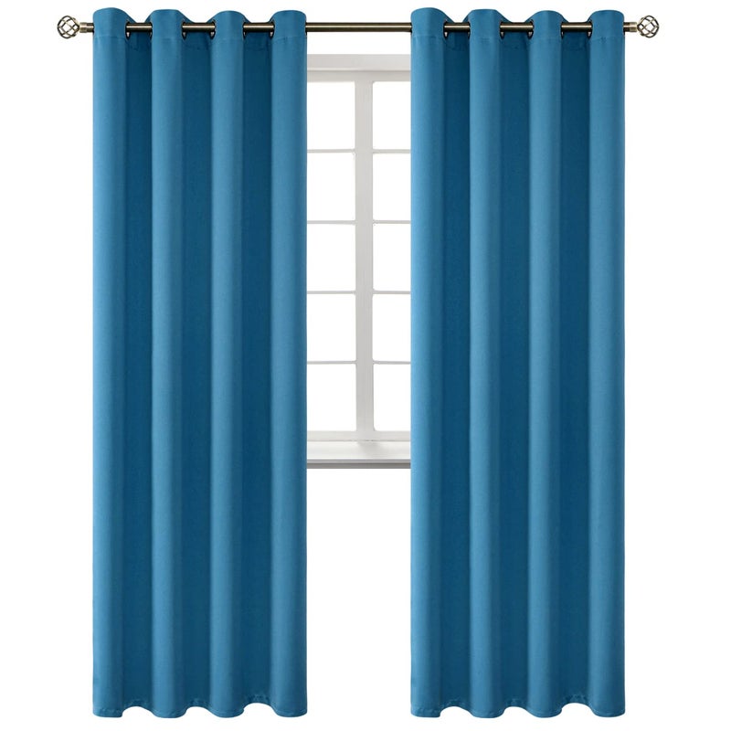 BGment الستائر التعتيم بريال - غرفة نوم معزولة حرارية غامق وهي ستائر غرفة المعيشة مجموعة من لوحين (52 × 84 بوصة من الصلب الأزرق) - Image 1