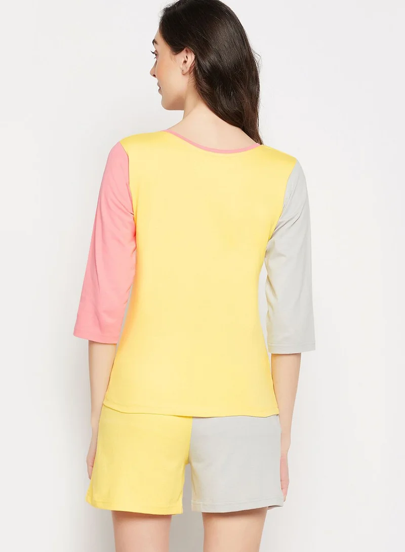 Clovia Graphic T-Shirt & Shorts Set