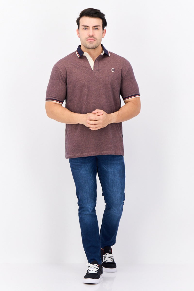 CROSSHATCH تي شيرت بولو للرجال بقصة عادية بأكمام قصيرة وشعار مطرز، موف - Image 4