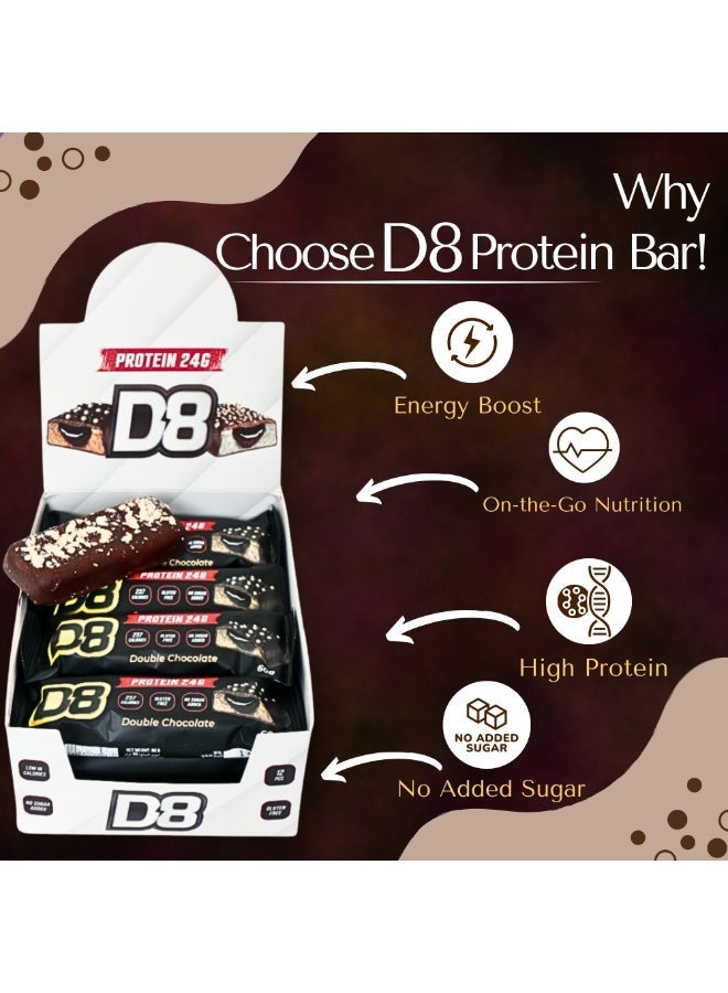 D8 High Protein Bar 60g No Added Sugar Low Calorie, With Collagen Peptides Gluten Free | Chocolate Flavor  Protein Per Bar 24g | 40%,  Pack of 12 - Image 4