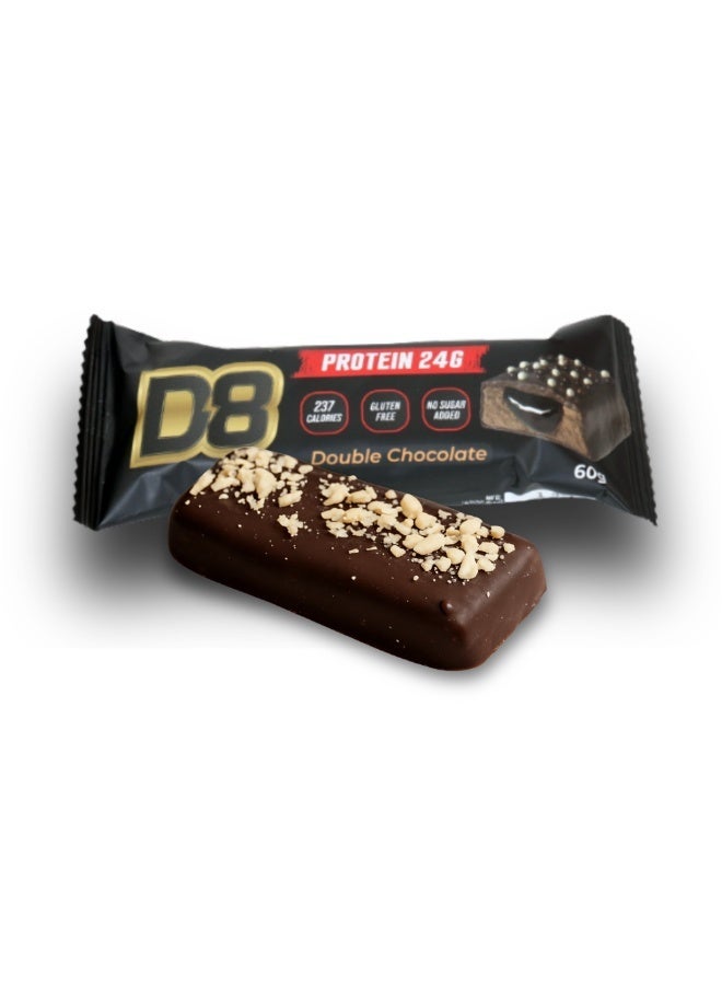 D8 High Protein Bar 60g No Added Sugar Low Calorie, With Collagen Peptides Gluten Free | Chocolate Flavor  Protein Per Bar 24g | 40%,  Pack of 12 - Image 2