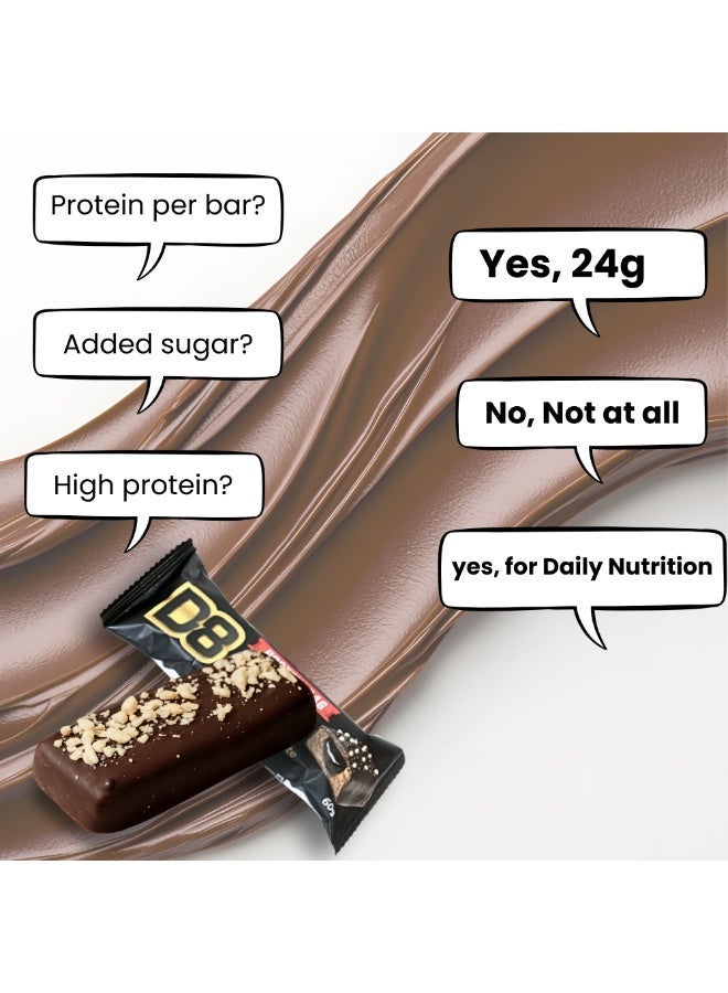 D8 High Protein Bar 60g No Added Sugar Low Calorie, With Collagen Peptides Gluten Free | Chocolate Flavor  Protein Per Bar 24g | 40%,  Pack of 12 - Image 5