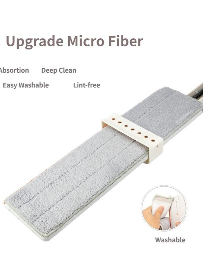 AIWANTO Microfibre Flat Floor Mop 360° Rotatable Wet and Dry for Hardwood Extendable Handle With Dewatering Cleaning Scraper With 4pc Reusable Microfiber Pads (White)  - Image 5