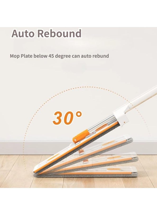 AIWANTO Microfibre Flat Floor Mop 360° Rotatable Wet and Dry for Hardwood Extendable Handle With Dewatering Cleaning Scraper With 4pc Reusable Microfiber Pads (White)  - Image 3