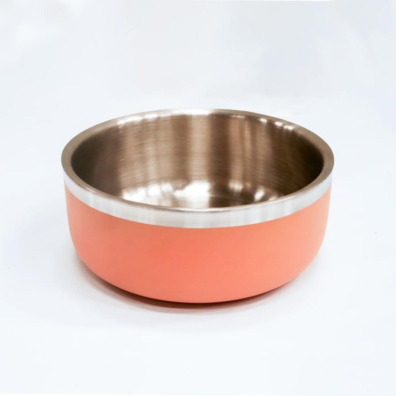 Saluki Stainless Steel Double Wall Dog Bowl, 350 ml Capacity, Peach - Image 1
