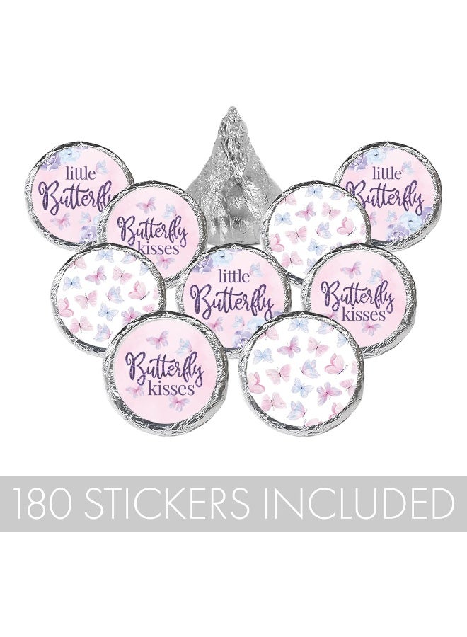 DISTINCTIVS DISTINCTIVS Butterfly Girl Baby Shower Party Favor Stickers - A Little Butterfly is on Her Way - It's a Girl Pink and Purple Kisses Candy Labels - 180 Count - Image 5