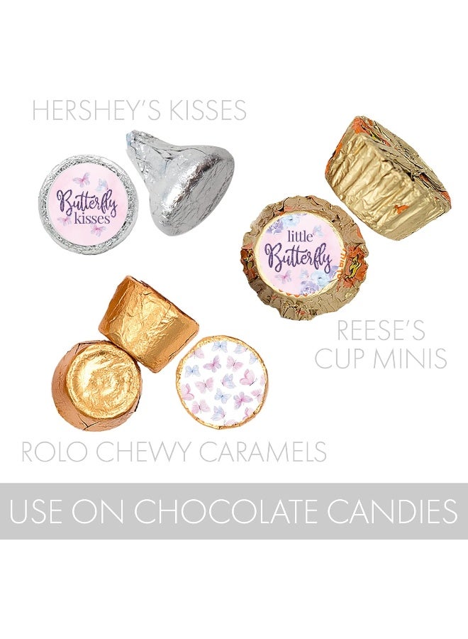 DISTINCTIVS DISTINCTIVS Butterfly Girl Baby Shower Party Favor Stickers - A Little Butterfly is on Her Way - It's a Girl Pink and Purple Kisses Candy Labels - 180 Count - Image 4