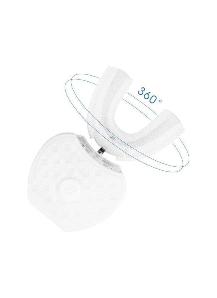 White Ultrasonic U-Shaped Toothbrush, 360° Automatic Tooth Cleaner