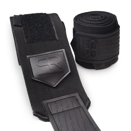 PR Personal Record Elbow Wraps for Weightlifting - Heavy Duty Construction, 25% More Elasticity, Reinforced Stitching, Extra Wide Fastener, Easy to Adjust, All Black - Image 2