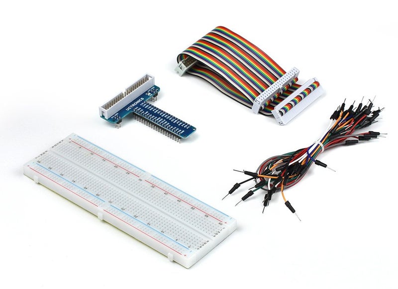 UCTRONICS GPIO Breakout Kit for Raspberry Pi Pico- Assembled Pi T- Type Breakout + 830 Tie Points Solderless Breadboard + 40 Pin Male - Female - Male Rainbow Ribbon Cable + 65pcs Jump Wires - Image 5