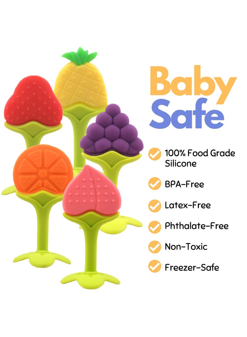 السيد باندا عضاضه رضع العاب تسنين الطفل بحواف ملساء وامنة (6 قطع) | عضاضة فاكهة من السيليكون الناعم الامن غذائيًّا للاطفال | امنة للاستخدام في الثلاجة | مجموعة عضاضة تسنين للاولاد والبنات خالية من البيسفول بنسبة 100% - Image 2