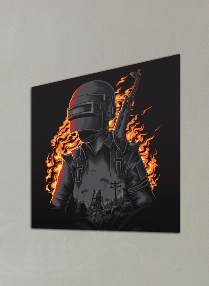 Droplyte PubG Warrior Wearing Helmet Gaming Decorative Wall Art Wall Decor Card Board Home Decor for Living Room, Drawing Room, Office Room and Bedroom 30CM x 30CM - Image 2