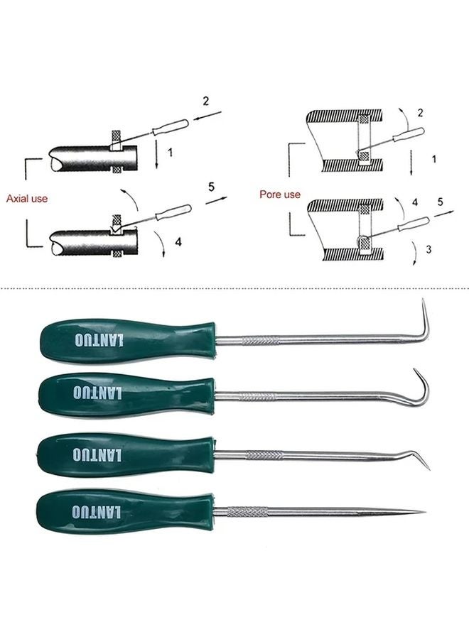 Blue 4pcs Pick And Hook Set Non Slip Handle Oil Seal Screwdriver Remove Small Fuses Wire Plugs O Rings - Image 3