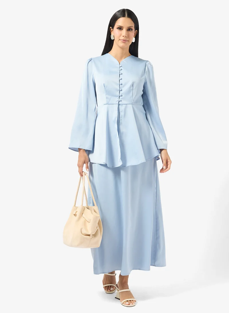 Khizana Longline Peplum Top & Skirt Set