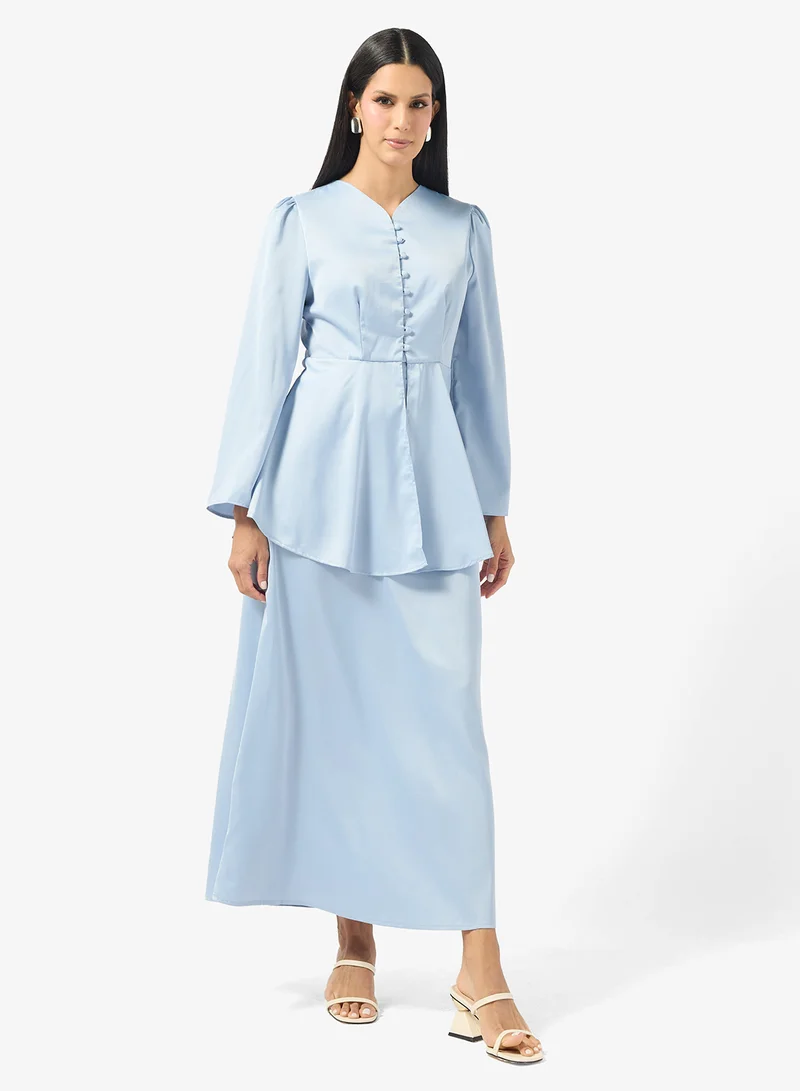 Khizana  Longline Peplum Top & Skirt Set for Women | Best Price UAE