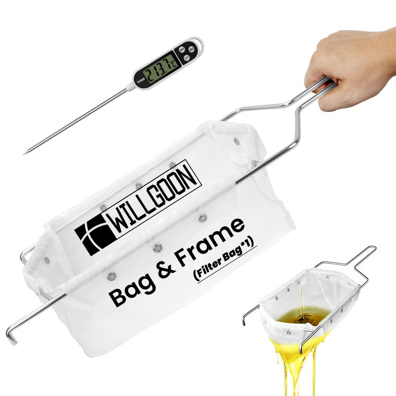 Willgoon Fryer Filter Bag & Frame Set, Reusable Oil Strainer for 70 lb Cooking Oil - Image 1
